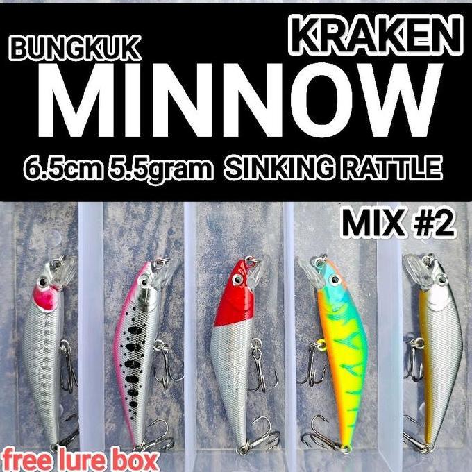 TERMURAH - paket umpan pancing MINNOW BUNGKUK replika kraken 65S Lure