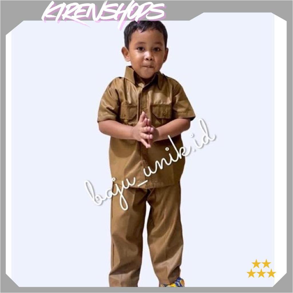 GRATIS PIN KORPRI/ BAJU PNS PEMDA GURU LAKI-LAKI BAYI TK SD/Seragam PNS Anak/Kostum ASN Anak/Kostum 
