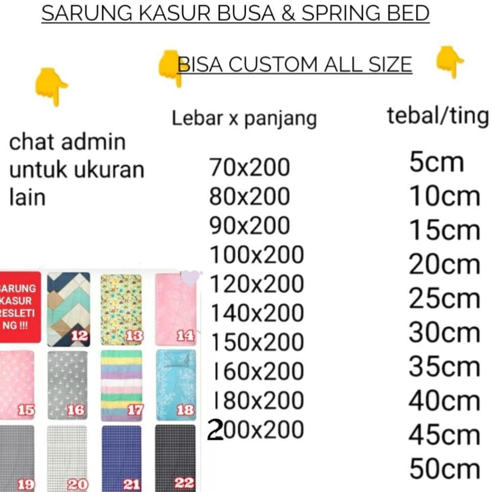 irgi bunsu Dekor  Sarung Kasur Urung Busa Spring Bed Seprei Resleting Semua Ukuran Ada 90X200 120X20