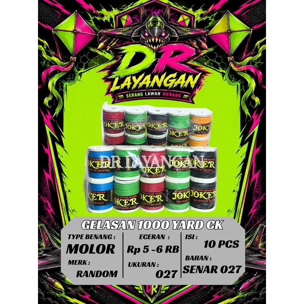Promo GELASAN 1000 YARD CK ( cangklong) / Gajah CK panjang 1000 yard ( 1 pak isi 10 Pcs) ( ECERAN 5 
