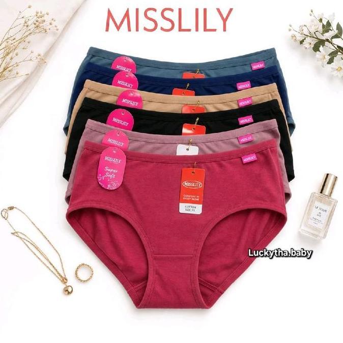DB170 - 6pcs- CD wanita MISSLILY 1389 midi super soft / CD mislyly 1389 / celana dalam perempuan mid