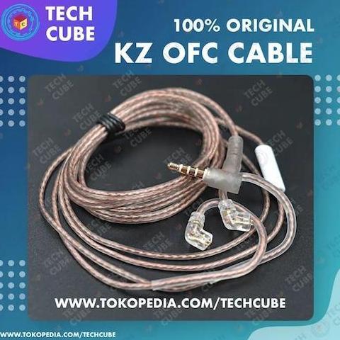 Cezu - [Original] Kz Kabel Cable Ofc Flat Brown Mic Upgrade Kz Cable Kabel Untuk Kz Earphone Headset