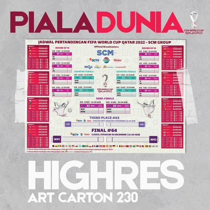 Poster Jadwal Piala Dunia Qatar 2022 - High Quality Printed