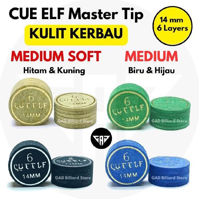 CUE ELF CUE TIP PLAY BILLIARD | BAHAN KULIT KERBAU BEST QUALITY