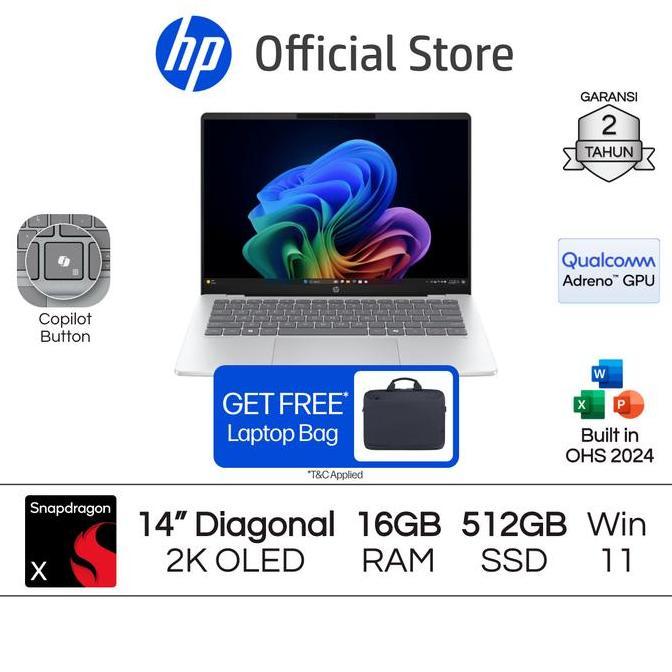 Rantimarian22 - Laptop HP OmniBook 5 Snapdragon X Qualcomm Adreno 16GB RAM 512GB SSD Silver Free Win