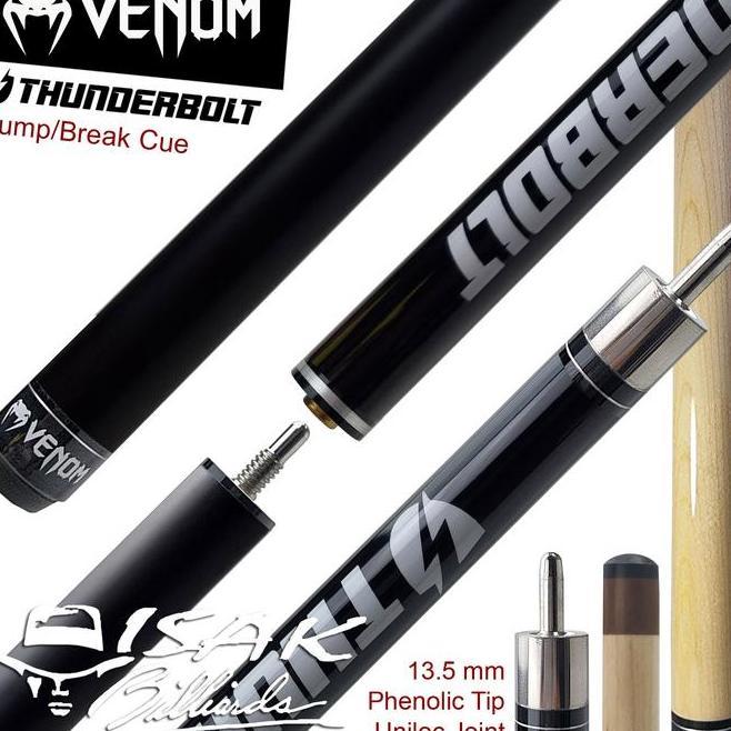 Venom Thunderbolt Jump Break Cue Bla 13.5Mm Sti Loncat Billiard