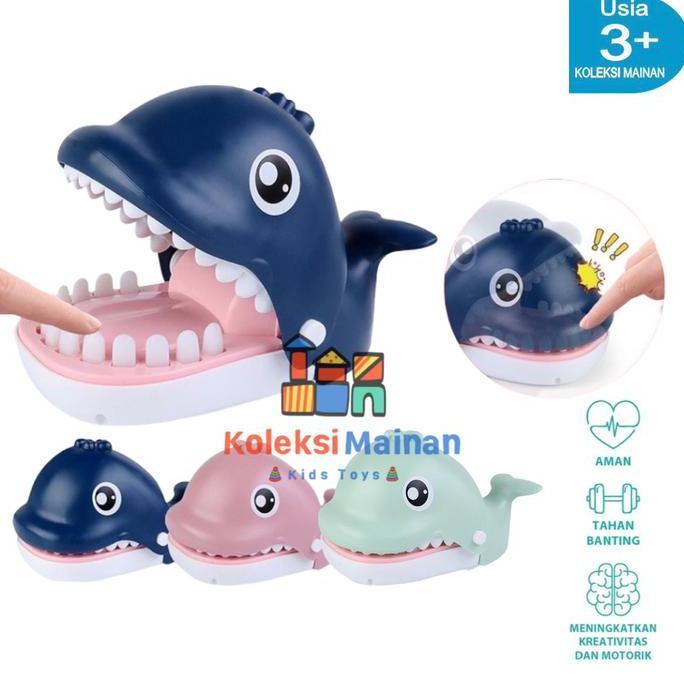 Mainan anak prank gigi ikan paus gigit jari whale dentist games