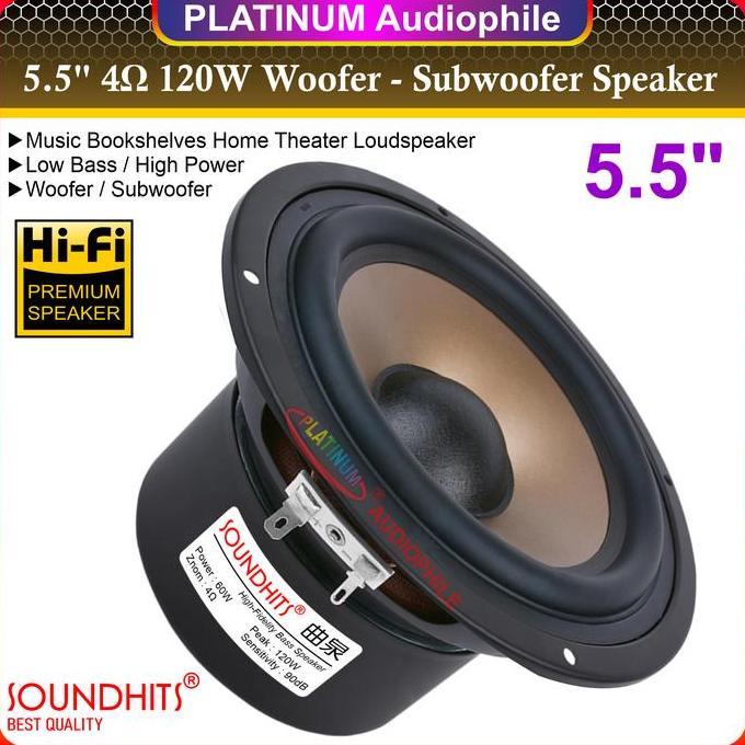 Speaker Subwoofer 5.5 Inch Woofer Bass 5.5" 4 Ohm 120 Watt Hifi Speker Soundhits Sw-50Tzf