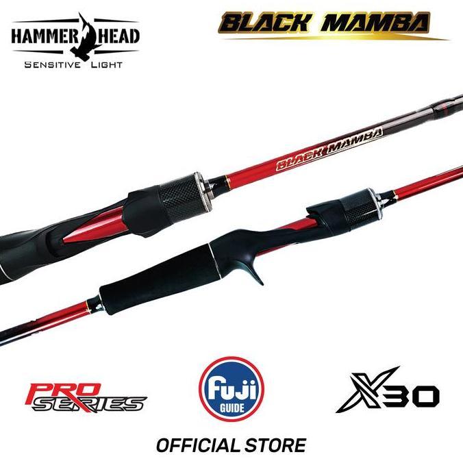 BEBAS ONGKIR - HAMMER HEAD Joran Baitcasting BLACK MAMBA Pro Series 180cm-210cm X30 Carbon Blank Fuj