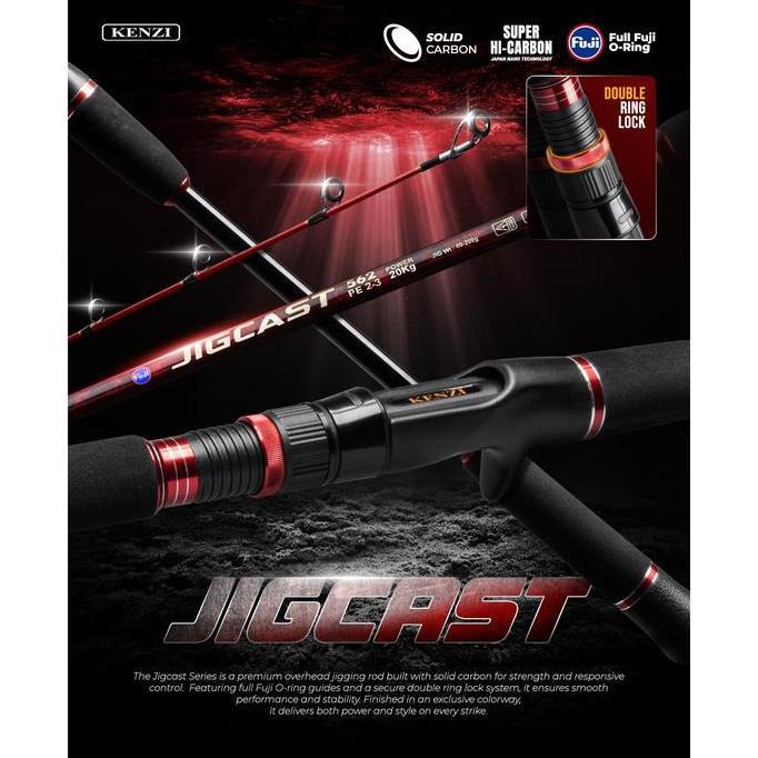 ROD KENZI JIGCAST 562 Baitcasting Jigging Power Up To 35Kg Full Fuji Guides Double Ring Lock Reel Se