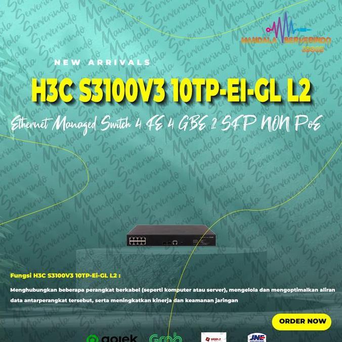 H3C S3100V3 10TP-EI-GL L2 Ethernet Managed Switch 4 FE 4 GBE 2 SFP NON PoE Paling Murah