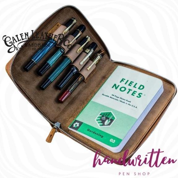 BEBAS ONGKIR - GALEN LEATHER Leather Zippered 5 Slots Pen Case