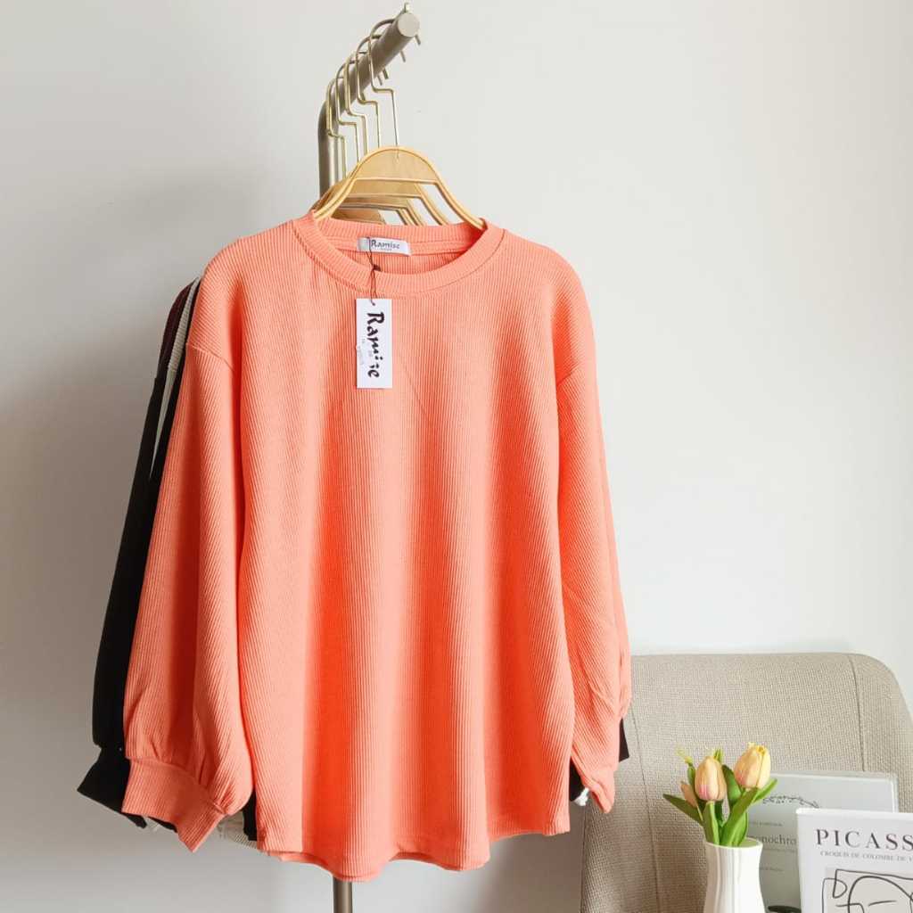 Koas Waffle Premium Wanita / Blouse Wanita Lengan Panjang Kekinian / RAMISE / 03