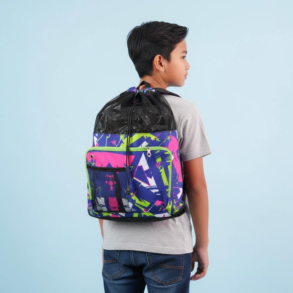 Atlan Tas Sport Renang Jaring Motif Abstract Purple