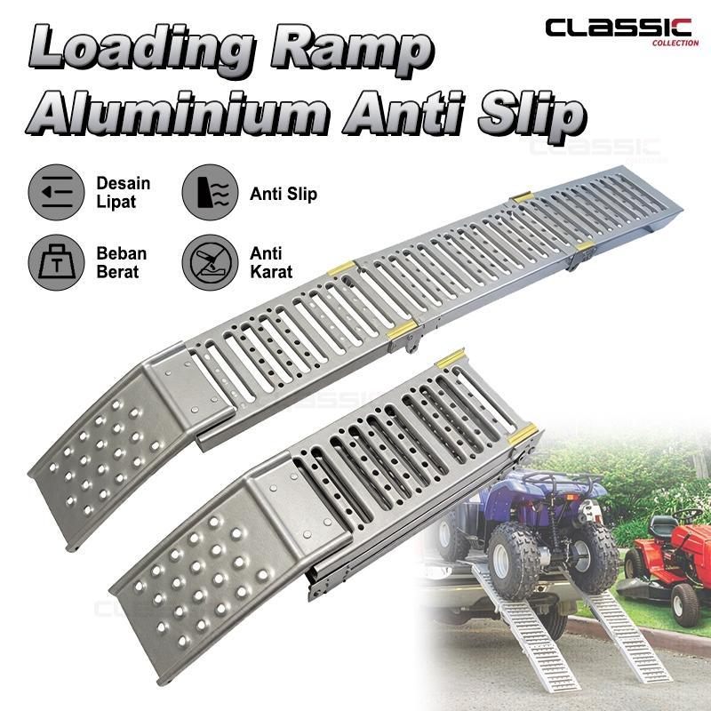 Tangga Tanjakan Motor & Mobil Portable - Ramp Aluminium Anti Slip Kuat, Bisa Dilipat / Folding Dock 