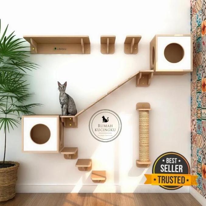 Kenzo- Playground Kucing Dinding/Playground Kucing Set/Kandang Kucing/Box Kucing/Garukan Kucing/Kand