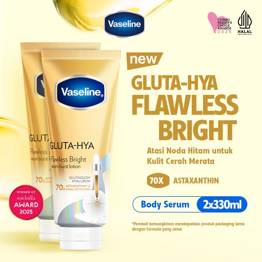 [JENNIE'S PICK] Vaseline Gluta-Hya Flawless Bright Serum Burst Lotion dengan 70X Astaxanthin & UV Fi