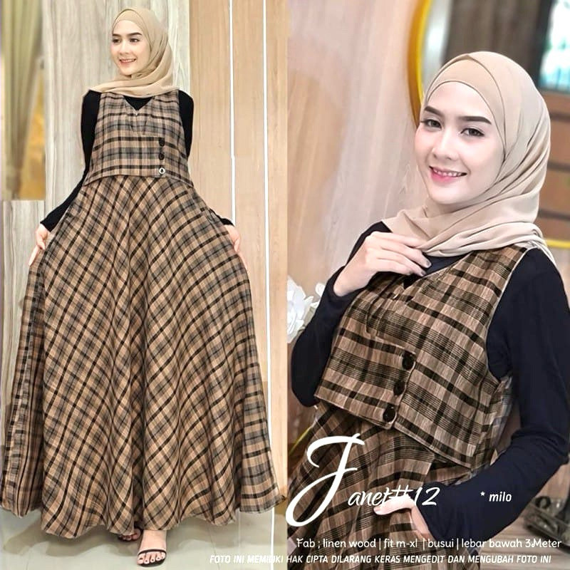 RALYN - OVERALL JANET OUTER JANET WOOL IMPORT ORI,OUTER KOTAK KOTAK JANET UWAIS RALYN (003)
