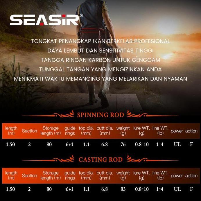 [Official] Seasir Black Arrow Joran Pancing 1 Set + Seasir Mercury Black Hitam Bc Casting Reel Panci