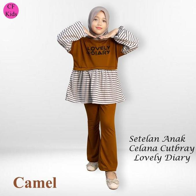 Www- Cf Kids Setelan Baju Muslim Anak Kaos Lengan Panjang Celana Cutbray Lovely Diary
