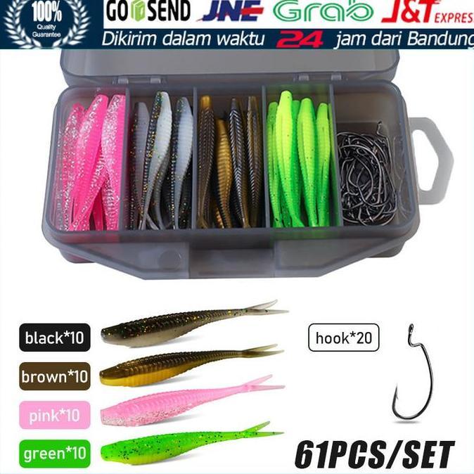 ATMAJAPJT 61Pcs Umpan Pancing Soft Lure SoftLure Fishing Soft lure mancing ikan