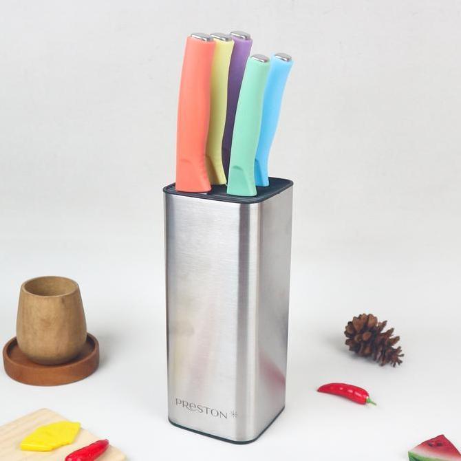 Allthebest- Preston Cookware Pisau Premium Knife 5 in1 Colorful Pisau Dapur Wadah Stainless Anti Kar