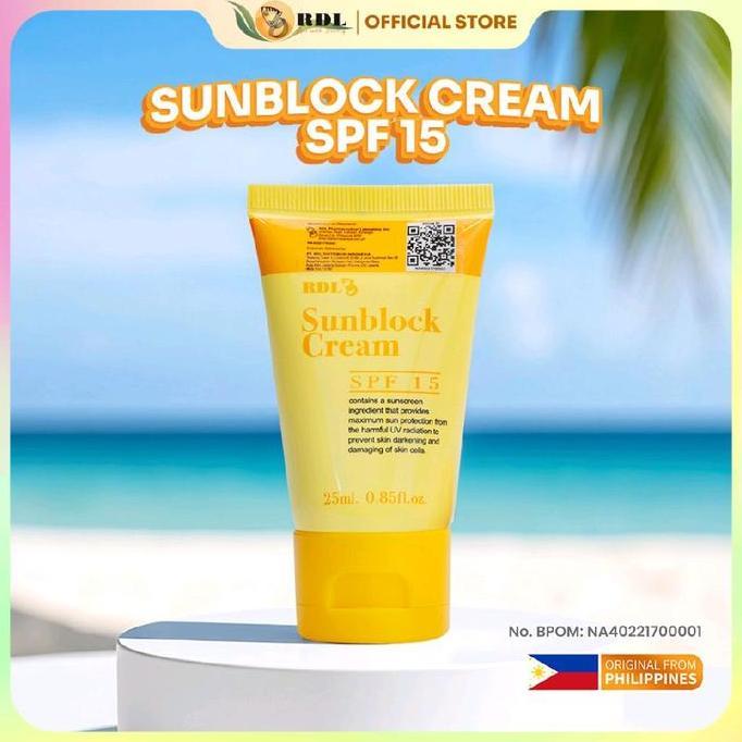 RDL Sunblock Cream SPF 15 UVA UVB Protection Sunscreen Tabir Surya Wajah Semua Jenis Kulit 25 ml
