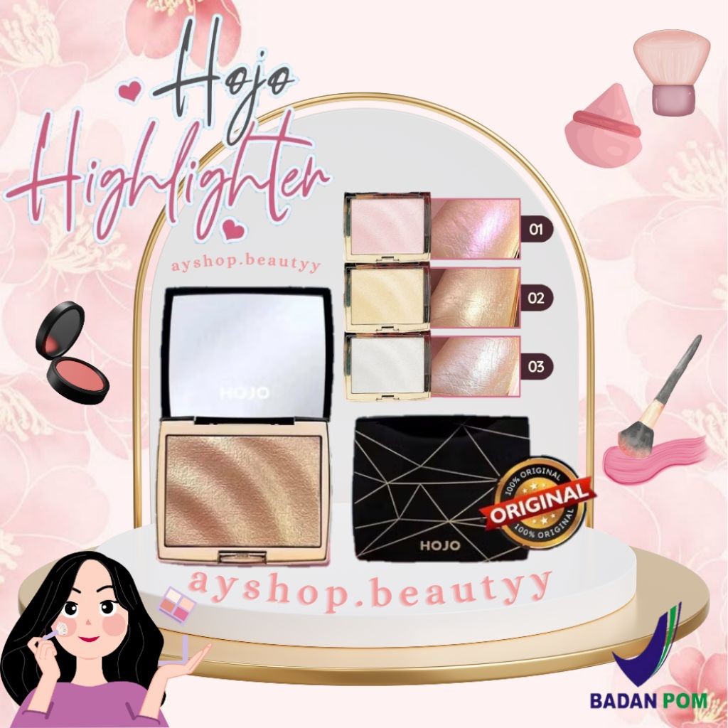 (BPOM) Hojo Highlighter Brilliance Pallete Gliter 100% Hojo Blush On Make Up