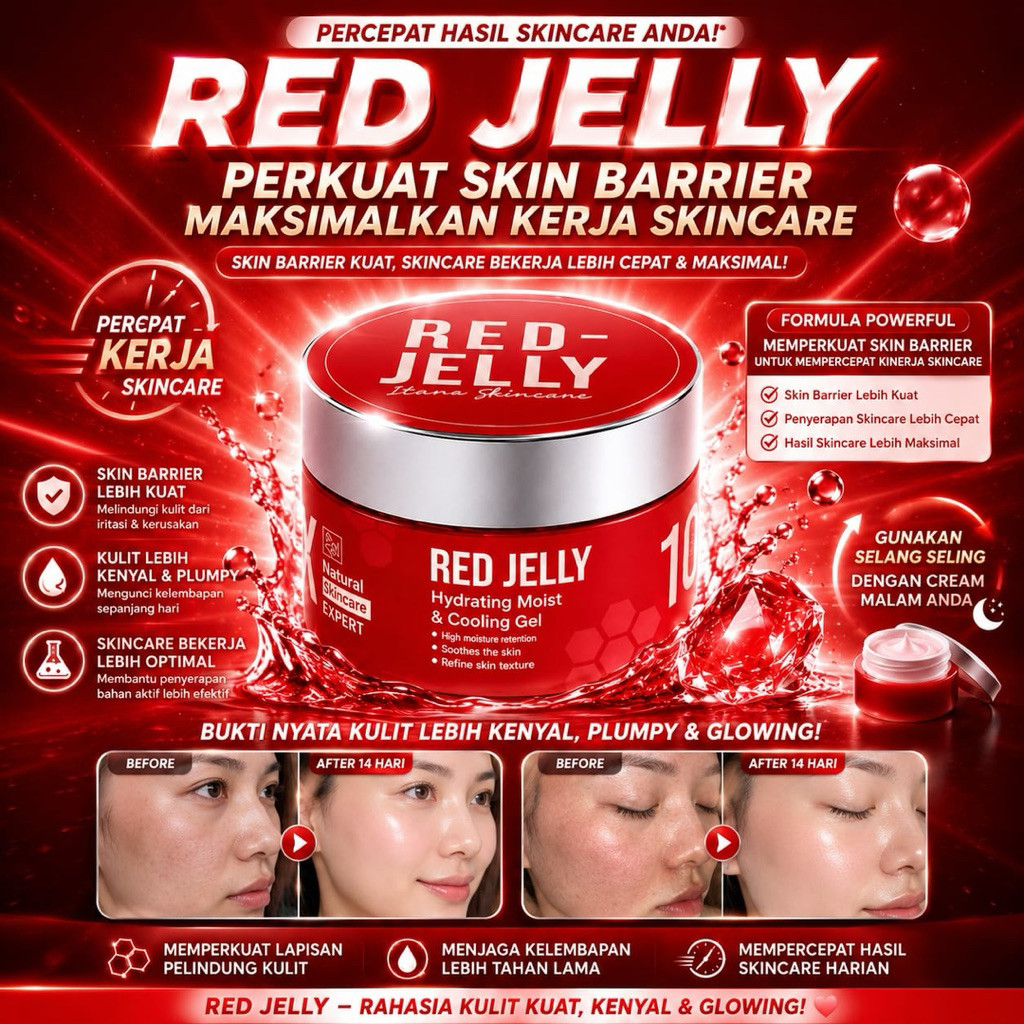 RED JELLY GLOWING BOSSTER HYDRATING MOIST WHITENING BOOSTER AMPUH UNTUK SUSAH PUTIH