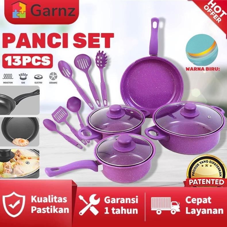 Cookware Panci Set 13 IN 1 Wajan Penggorengan Spatula Set Isi 13Pcs 1 Set Frypan Saucepan