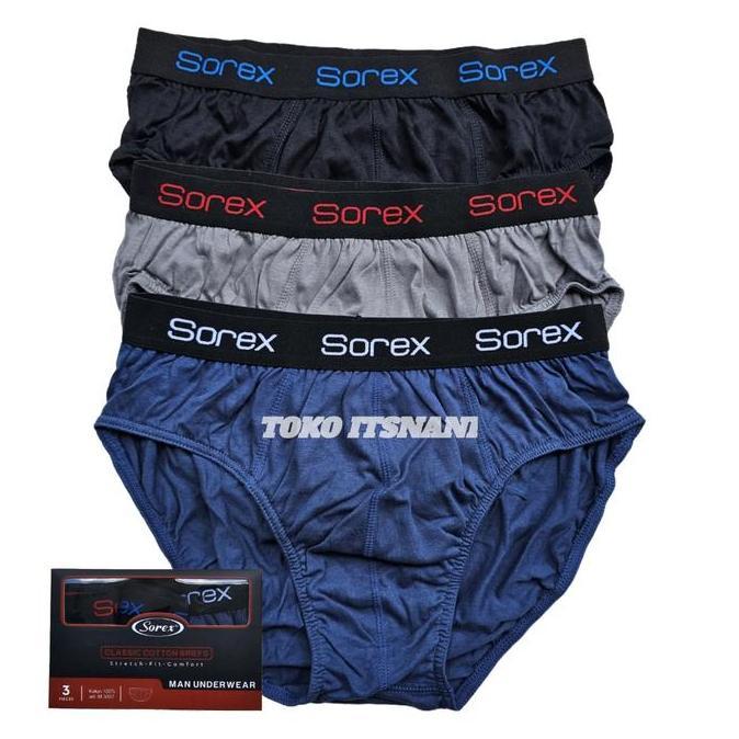 Cuecas - Cd Pria Sorex M 3007 Katun Karet Boxer Isi 3Pcs | Celana Dalam Cowok Sorek Berkualitas