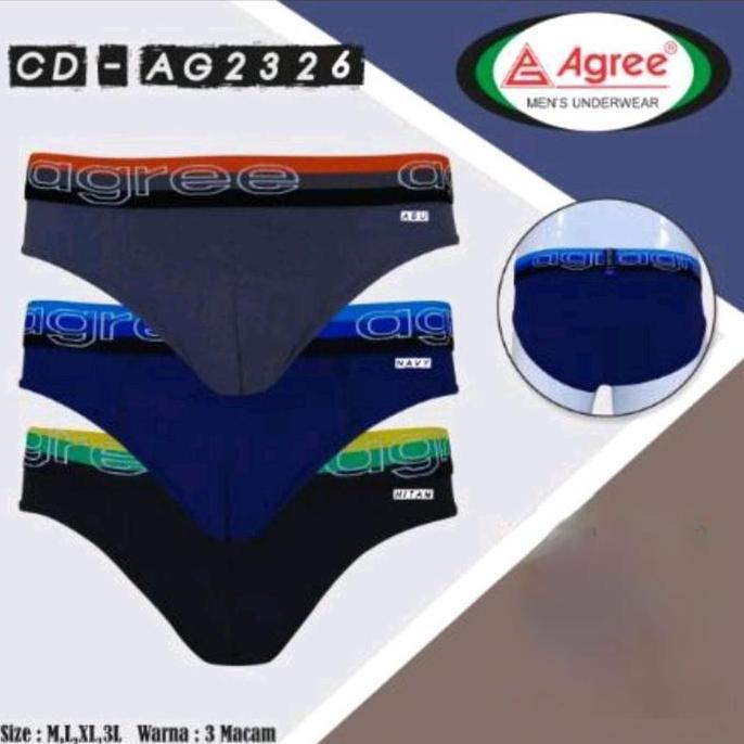 Cuecas - 3 Pcs Celana Dalam Segitiga Pria Agree  Cd 2326 Cd Men'S Brief