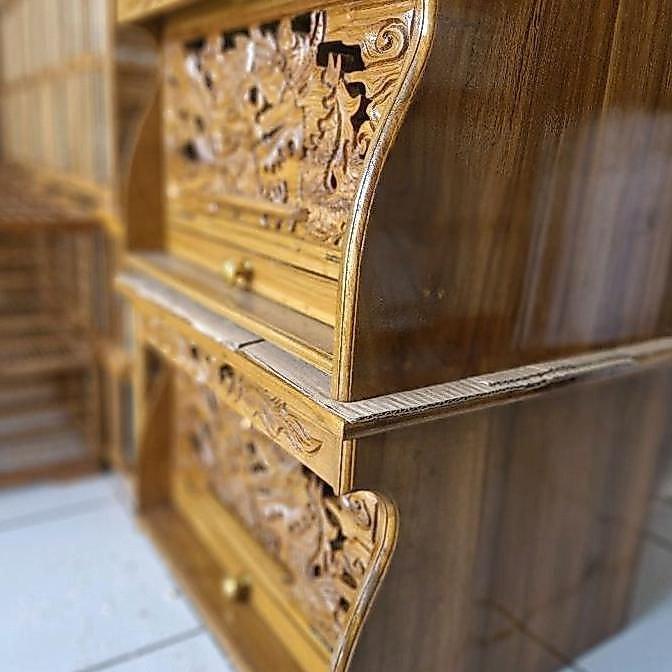 Gupon kandang merpati bahan jati full ukir motif naga model lengkung