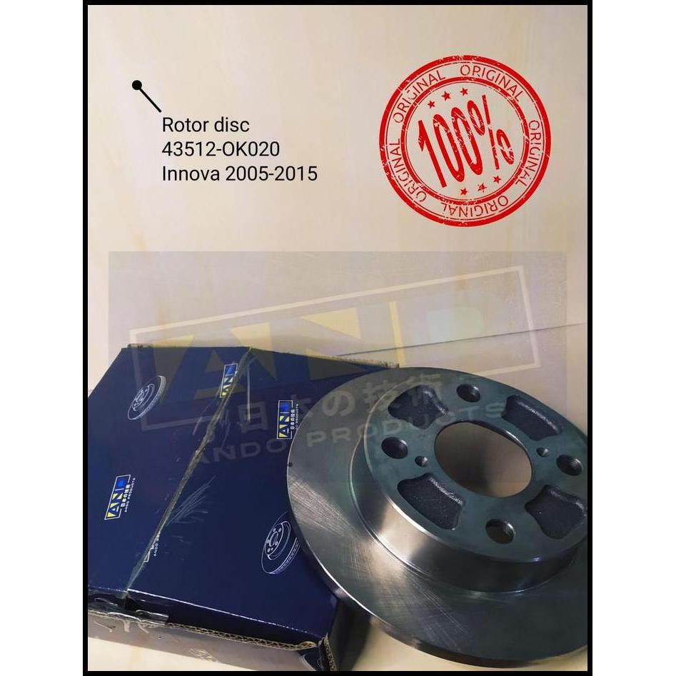 TERLARIS ROTOR DISC / PIRINGAN REM / DISC BRAKE DEPAN 43512-OK020 INNOVA 2005-2015