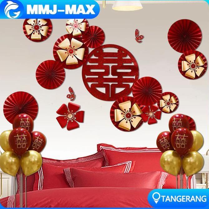 ZEVONOX Double Happiness Dekor Room Wedding/Shuangxi Tempelan Dinding