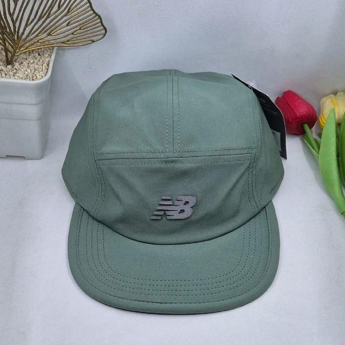 New balance 5-panel performance running training cap unisex original topi lari outdoor pria wanita P
