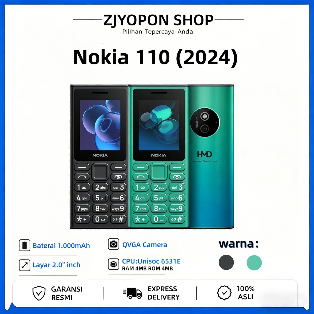 Nokia 110 (2024) | Nokia Jadul Nokia 110 (2024) Dual SIM 1000mAh - Garansi Resmi