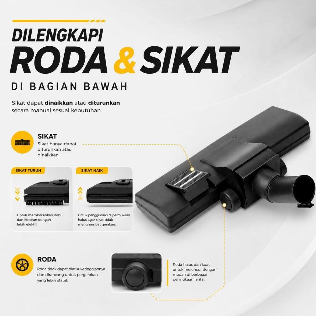 Floor nozzle Vacuum Cleaner Krisbow 12L / Floor brush untuk vacuum krisbow 10100235 / Kepala vacuum 