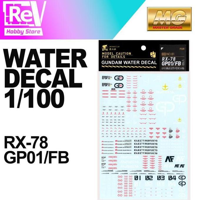 favorit] GUNDAM WATER DECAL MG GP01 FB GUNDAM MASTER GRADE
