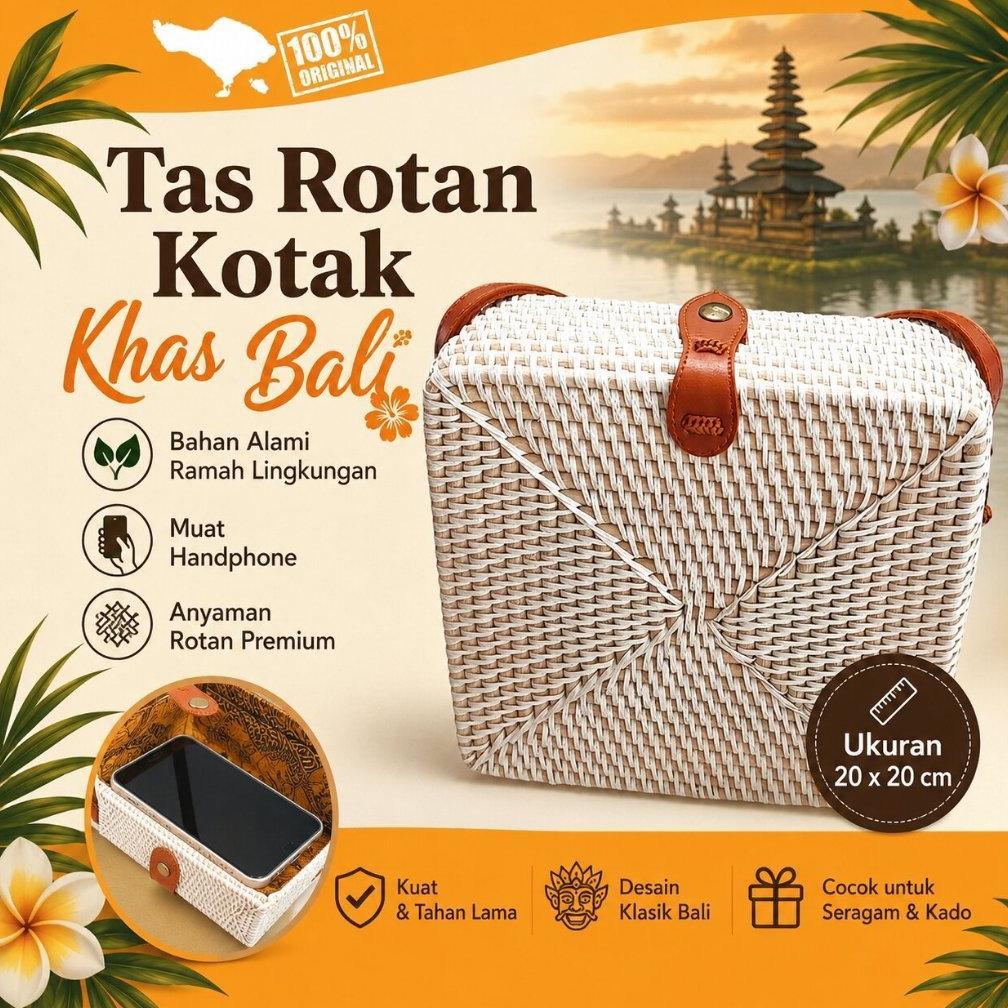Tas Rotan Kotak Bali Etnik Oleh Oleh Khas Bali Kampung Souvenir Termurah