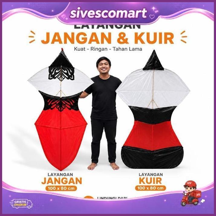 Layangan Jangan & Kuir Knockdown 1 Meter X 80 Cm - Layangan Janggan Knockdown - Layangan Bali -Layan