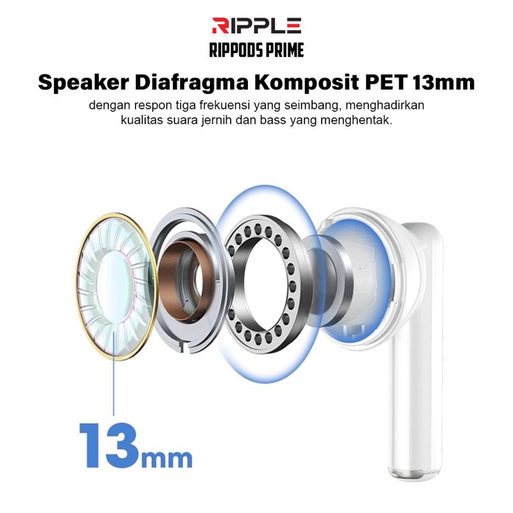 PROMO RIPPLE TWS Prime Headset Noise Canceling Bluetooth V5.3 Earphone Handsfree Free Lanyard Rippod