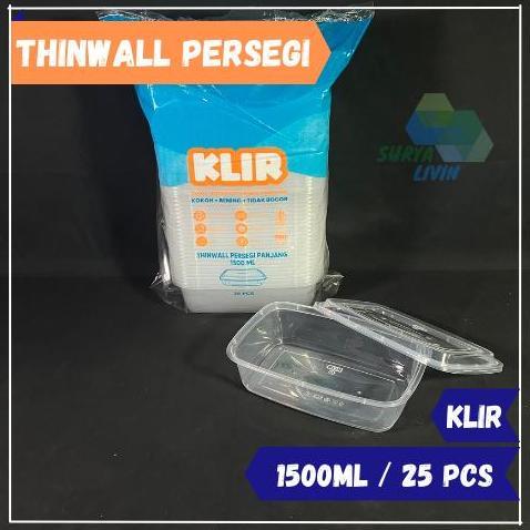 Thinwall KLIR / Food Container Persegi Panjang Tutup Cembung 1500 ml