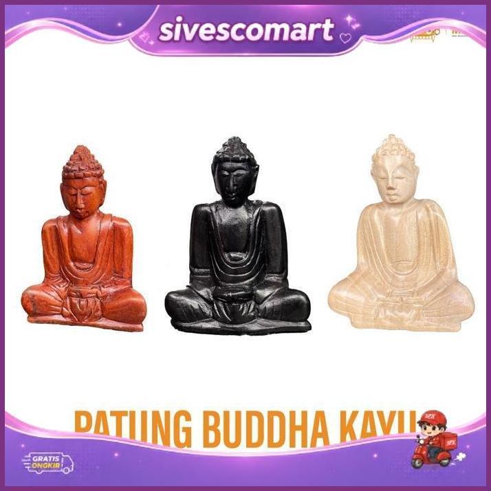 Patung Buddha Kayu 10 Cm - Patung Buda - Patung Budha - Pajangan Patung Kayu - Dekorasi Patung Budha