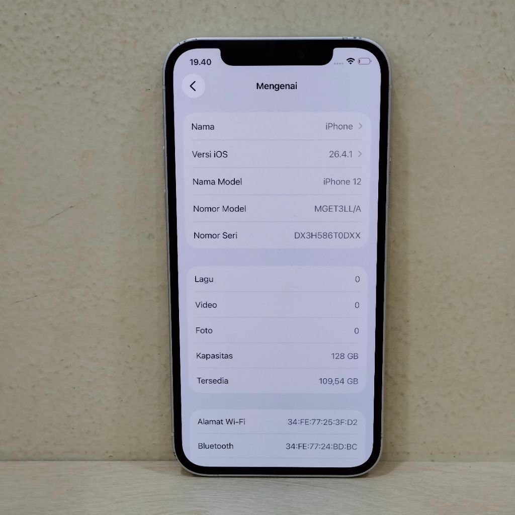 (0DXX-180) IPHONE 12RAM 128 GB (INTER) LL/A, BATANGAN NO CHARGER "615021"