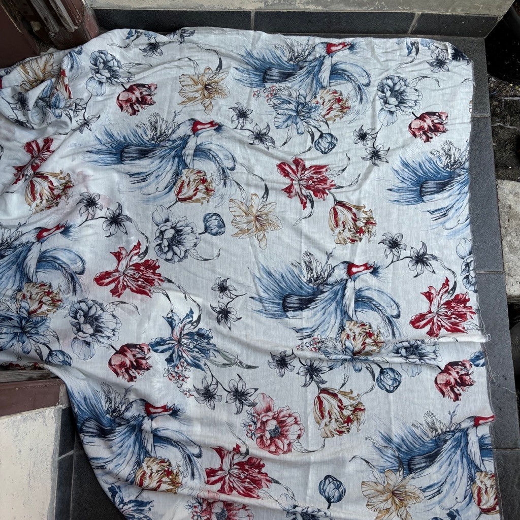 bahan katun silky motif ex garment
