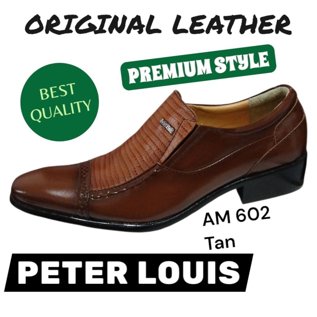 SEPATU PANTOFEL FORMAL PRIA KULIT ASLI ORIGINAL PETER LOUIS AM 602 TAN