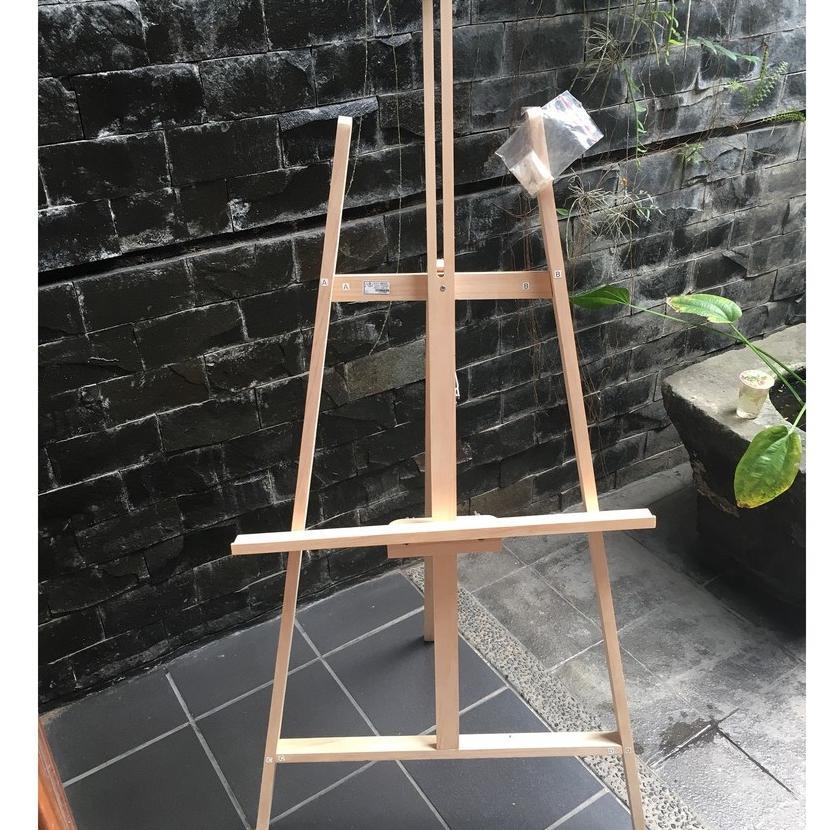 Original Easel Kayu Standard Lukis / Stand Penyangga Bingkai Besar Tinggi 135 Cm Bali Artist