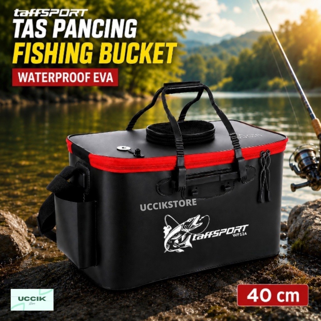 Ember Tas Pancing Perlengkapan Alat Mancing Ikan Hitam Persegi Waterproof Fishing Bucket Bag
