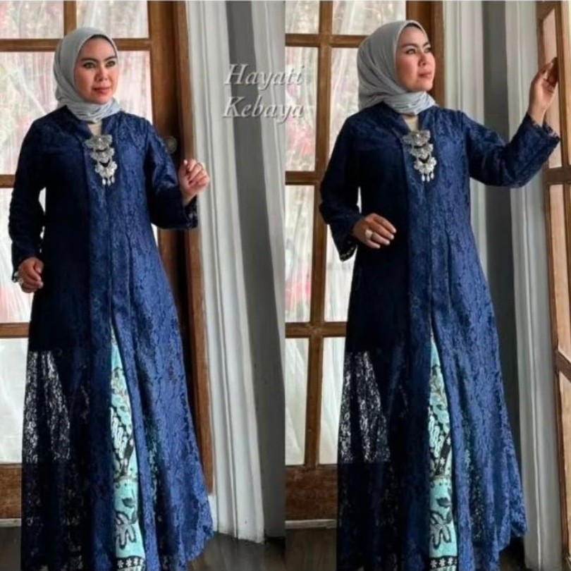 Kebaya Tunik Brokat Long Outer / Kebaya Modern Outer Brokat Panjang Set Rok Batik